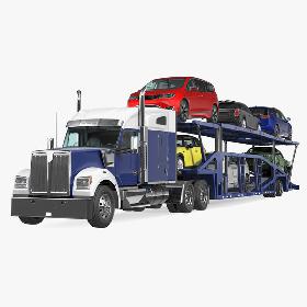 3D Truck with Car Carrier 3D Model